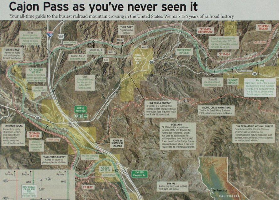 Cajon Pass - Map by Trains Magazine (Kalmbach Publishing)